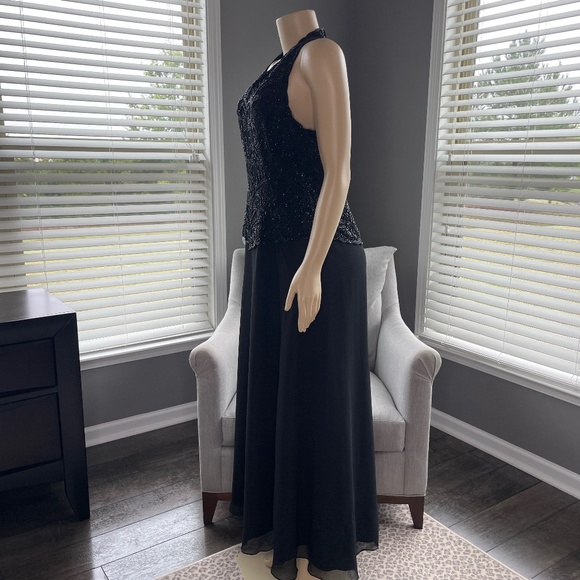 J kara New York Maxi Party Dress Beaded Sleeveless V-Neck - Picture 1 of 15